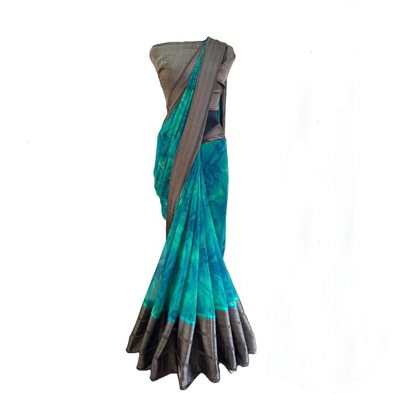 Dwini Women's Georgette And Satin Patta Saree