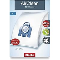 Miele Original AirClean 3D Efficiency GN Dust Bags for Vacuum Cleaners, 4 x Dust Bags, 1 x Motor Protection, 2 x Exhaust Filt