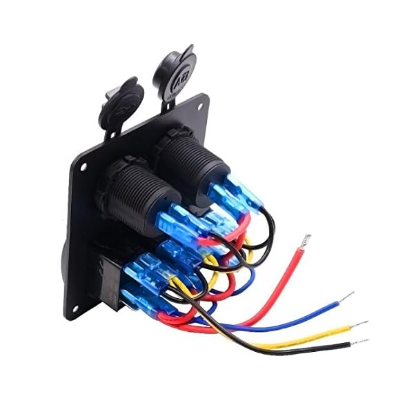 Paymenow-12V-Cigarette-Socket-3-Gang-Waterproof-Double-USB-Power-Charger-Adapter-Flush-Mount-Car-Auto-Boat-Marine-LED-Rocker-Switch-Panel-Circuit-Breakers-for-RV-Car-Boat
