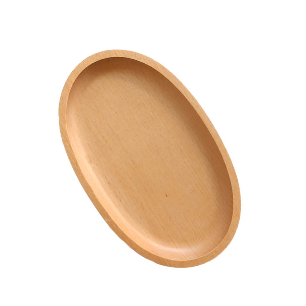 1pc Wood Dinner Plate Oval Shape Food Fruit Dish Snacks Tray Cake