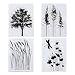 Kwan Crafts 4 Sheets Different Style Tree Flowers Clear Stamps for Card Making Decoration and DIY Scrapbooking