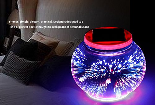 Color Changing Solar Powered Glass Ball Garden Lights, Aukora Solar Table Lights Waterproof Solar Led Night Light for Patio Garden Halloween Christmas Outdoor Decoration, Ideal Gift(Star Pattern) - Thumbnail 5