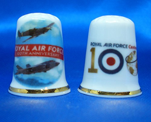 Porcelain China Collectable Thimble - Royal Air Force 100th Anniversary -- Free Gift Box