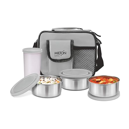 Milton Steel Combi Lunch Box with Tumbler, 4-Pieces