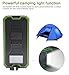 Solar Power, 12000mAh Portable Solar Powered Phone Charger Dual USB Solar External Battery Pack Power Bank for Cellphones With Solar LED Lights For Emergency or As A Camping Light (Green)