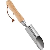 Bulb Planter Tool, 11 Inch Stainless Steel Bulb Planter with Wooden Handle | Manual Hole Digger for Planting Bulbs, Seeds and Flowers, Handheld Dibber for Garden Beds, Raised Beds, Pots and Containers