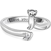 Cujiesp Animal Ring 925 Sterling Silver Ferret Ring Jewelry Gift Stuff Accessories for Women Animal Ferret Lover