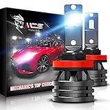 MZS Mini H11 LED Headlight Bulbs,10000LM 6500K Cool White CREE Chips H8 H9 All-in-One Conversion Kit w/360 Degree Adjustable Beam