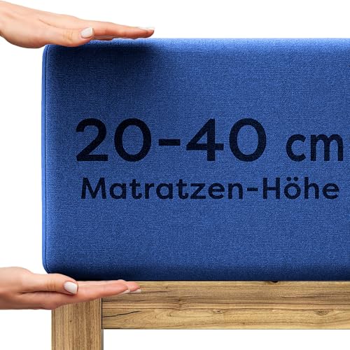 Wolkenfeld Spannbettlaken 140x200cm – 160x220cm – Premium Jersey Baumwolle mit 5% Lycra – Faltenfreies Bettlaken für hohe Matratzen bis 40 cm – Atmung