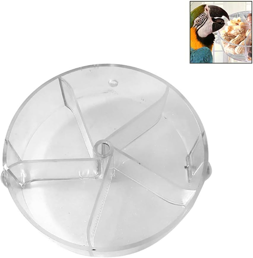 bromrefulgenc Parrot Feeder Toy,Pet Bird Parrot Cage Feeding Bowl Toy Rotating Round Bite Wheel Plastic Food Box - Transparent