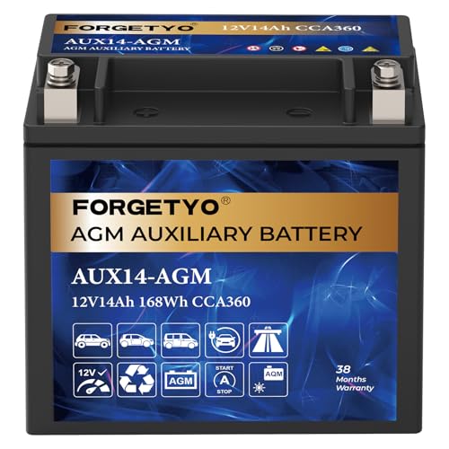 AUX14 Auxiliary Battery, 12V 14 AH AGM Battery, 360 CCA Rechargeable AGM