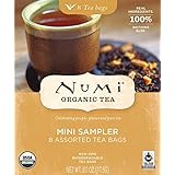 Numi Organic Tea-Mini Sampler, 8 Count Box of Tea Bags, Variety Pack Assorted Tea Bags of Organic Blends-Black Tea Green Tea White Tea Herbal Tea (Packaging May Vary)