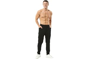 Hoerev Mens Cotton Running Athletic Sports Fashion Walking Running Yoga Breathable Pants Trousers