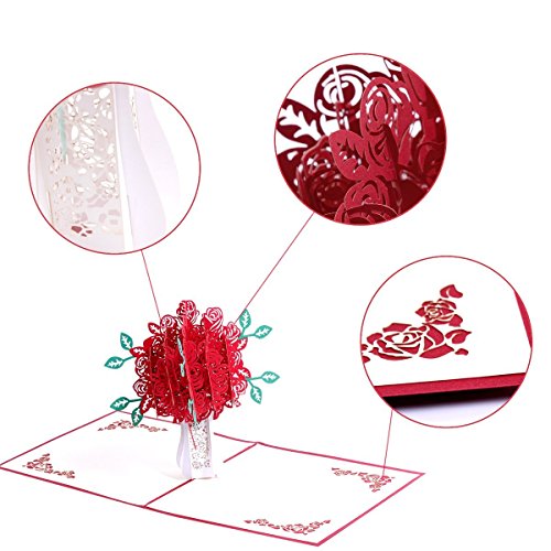 image for ifitto 3D Handmade Pop Up Greeting Card with Envelope for Birthday Val