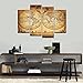 sechars - Canvas Wall Art Panels Vintage World Map Painting Framed - 4 Pieces Canvas Art Retro Antiquated Map of The World Painting Abstract Picture Artwork for Home Office Decor