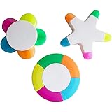 SunAngel 3 Pack Fluorescent Highlighter Pens, Petals Highlighters, Star Flower Highlighters,Round Shape Watercolor Pens for S