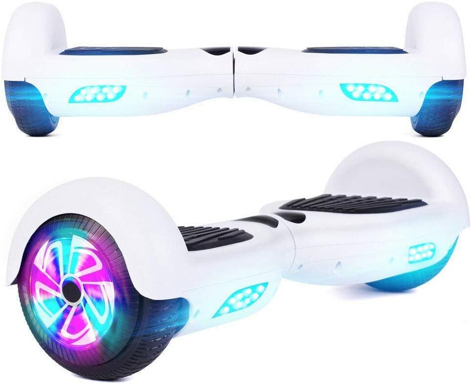 Powege Hoverboard 6.5 inch, Self Balancing Board Electric Scooter LED light with Bluetooth for Adults and Kids