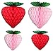 4-Piece Paper Strawberries, 8-10 Inches, Red Pink
