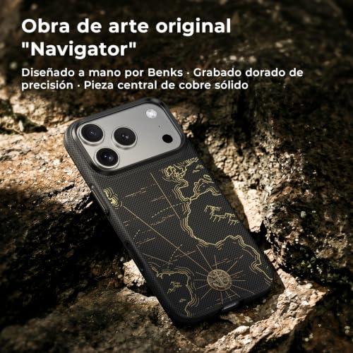 BENKS ArmorEdge Air para Funda iPhone 17 Pro MAX, Funda Kevlar Ultrafina con Protección Integral de TPU, Compatible con MagSafe, Protección de Cámara de Aluminio, Navigator