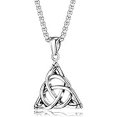 PYNASA Stainless Steel Irish Celtic Trinity Knot Pendant Necklace for Men Women,Titanium Steel Triquetra Celtic Knot Charm Hip-pop Jewelry Chain Necklace for Mens,24inch Chain
