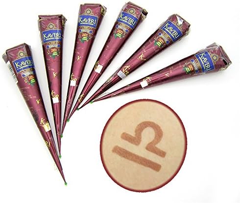 India Painting Tattoo Paste Cone,6 Tube Brown Paste Cone Indian Body Art Painting Drawing with free Stencil