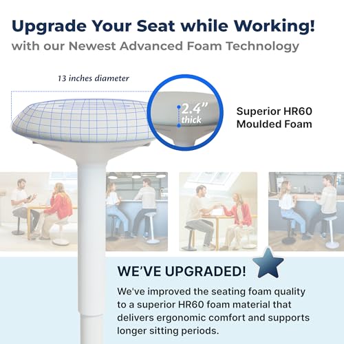 Backerz Standing Desk Stool Chair, Height Adjustable Stool 21-31 inch for Office and Classroom, Swivel Stool, Anti-Slip Bottom Ergonomic Wobble Stool with Rocking Motion, Black