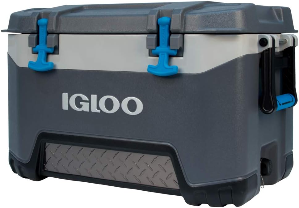 Igloo BMX 52 Quart Cooler with Cool Riser Technology, Fish Ruler, and Tie-Down Points - 16.34 Pounds - Carbonite Gray and Blue: Sports & Outdoors