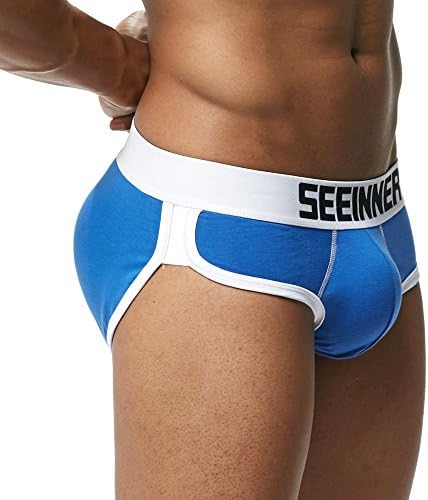 Men's Butt and Front Enhancing Padded Hip Briefs Underwear Solid Color Cotton Spandex White