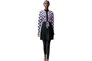 Womens Modest Muslim Swimwear Full Coverage Swimsuit Islamic Burkinis Beachwear Hijab Long Sleeve Bathing Suit
