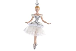 The Bridge Collection Nutcracker Snow Queen Ballet Dancer Christmas Ornament - Glittery Crowned Ballerina - 6"H