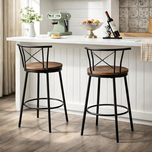 SIMPLE HOGAR Bancos para Barra, un Conjunto de Dos sillas Bancos para Barra, con Asiento Giratorio de 360° y una Altura de 90 cm.