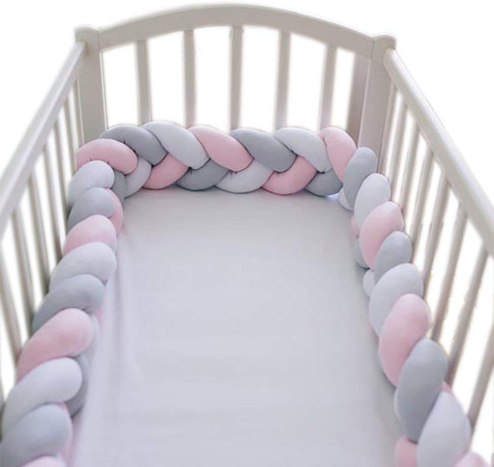 LOAOL Baby Crib Bumper Knotted Braided Plush Nursery Cradle Decor Newborn Gift Pillow Cushion Junior Bed Sleep Bumper