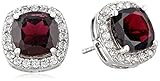 Sterling Silver with Garnet Stud Earrings