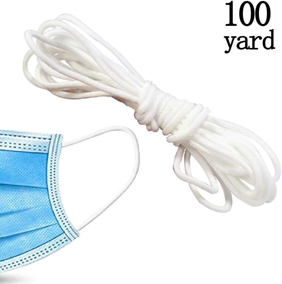 Elastic Mask Strap White Earloop Cord Ear Tie Rope Handmade String for Mask Sewing (100 Yard)