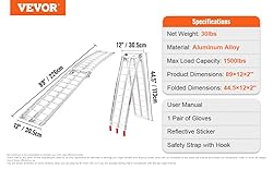VEVOR 7.5ft Motorcycle Ramp, 750lbs Folding Loading