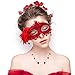 FaceWood Masquerade Mask Mardi Gras Mask for Women Handmade Venetian Party Prom Ball.(Red)