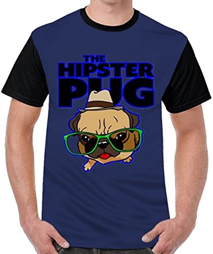 Speciallife The Hipster Pug With Glasses Mens Funny T-Shirts Casual Tops Navy