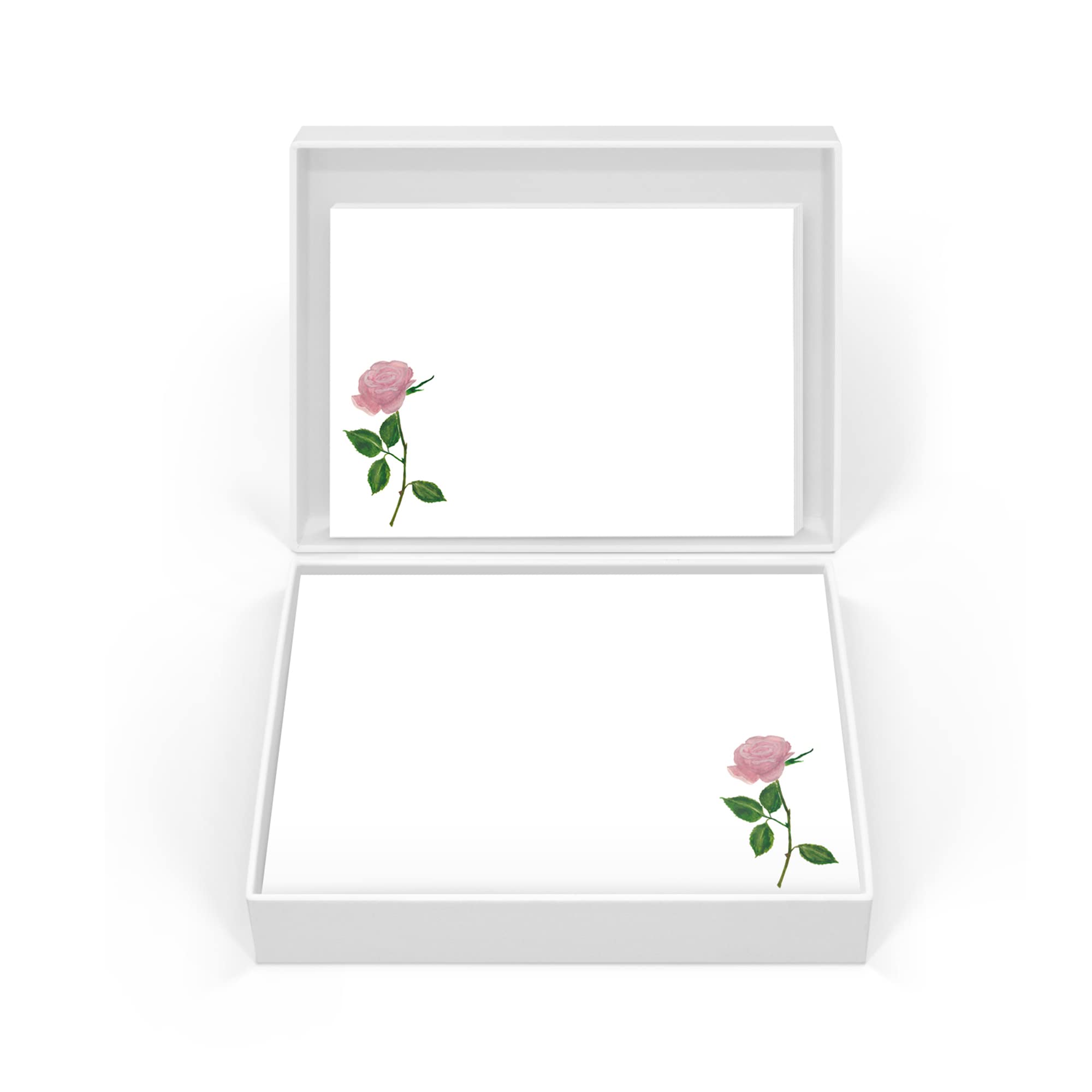 Me Loovely Pink Rose Notecard and Envelopes Set A6 Size Flat Card Floral Greeting Cards for All Occasions | Christmas Gifts (Multipack of 40)