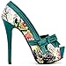 Show Story Multicoloured Floral Pattern Bow Peeptoe Platform Party Pumps,LF80824