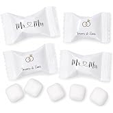 100 Mr &amp; Mrs Wedding Favor Buttermints Individually Wrapped Cream Mints | 13 oz Wedding Candy Bulk Bridal Shower Reception Candy Buffet Dessert Table Party Favors Bride and Groom