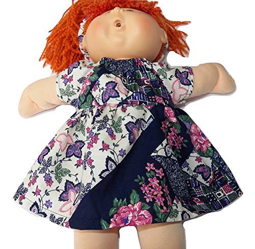 Cabbage Patch Doll Clothes fits 16" Girl Includes One Blue, pink, and purple Floral Print Dress and Headband - NO DOLL