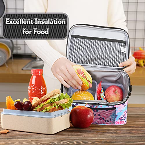 ONTESY Lunch Bag for Women Girls, Medium Size Lunch Pail Thermal Insulated Cooler for Adults & Kids with Adjustable Shoulder Strap for School Work Picnic (Florida Palm)