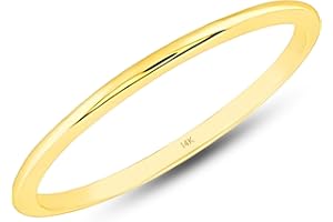 Solid 14k Gold Wedding Band Ring for Women in Rose Gold, White Gold, Yellow Gold 1mm Thin Stacking Band in Size 4.5 to 10 by 