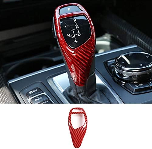 DeSe Red Carbon Fiber Style Central Control Gear Shift Head Cover for BMW 1 2 3 GT 4 5 6 Series X3 X4 X5 X6 2011-2020 ABS: Automotive