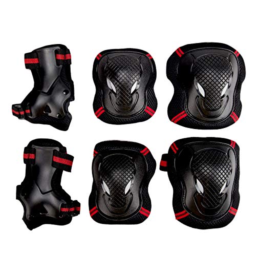 Huangou BMX Bike Knee Pads and Elbow Pads Wrist Guards Sports Protective Gear Safety Pad Safeguard Protective Gear Set for Biking, Riding, Cycling and Multi Sports Safety - Ship from US (S, Red)