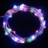 Sanwo 5m/16.5Ft 50 LED Copper Wire LED Strings Waterproof DC12V Starry Lights For Holiday Xmas Party Wedding Decoration with DC12V 2A Adapter(Mix Color)