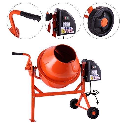 2-1/5 Cu Ft Electric Concrete Cement Mixer Mortar Mixing Stucco Seeds Portable Barrow Machine