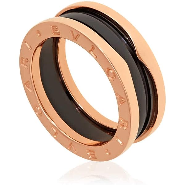 BVLGARI B.Zero1 18K Rose Gold And Black Ceramic 2-Band Ring, Brand
