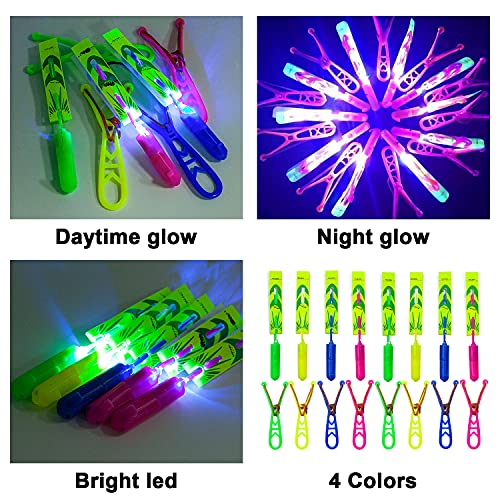 Slingshot Flying with LED Lights Glow The Dark Party,12 Launchers + 12