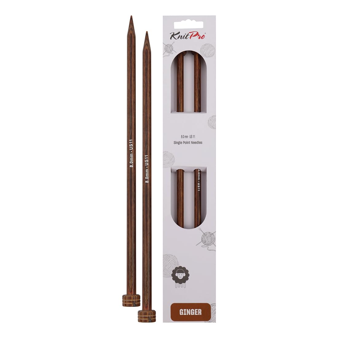 KnitPro Ginger Single Pointed Needles 12" (30cm) | 8.00mm — image 1